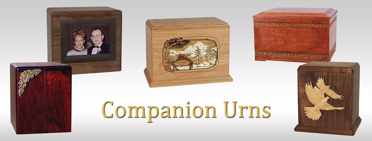 Companion Cremation Urn with Sailing Ship 3D Wood Inlay - Urns